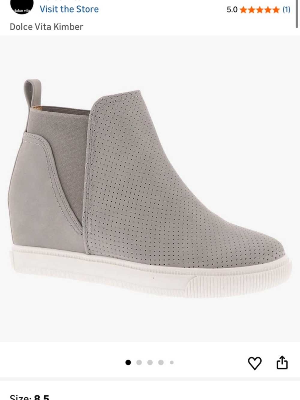 Dolce Vita Kimber Perforated Wedge Sneaker - Gray